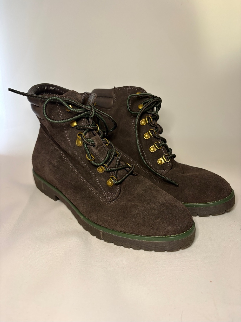 Lauren‎ Ralph Lauren Mikelle Suede Boots Brown Green Hiking Ankle Women's Size 9